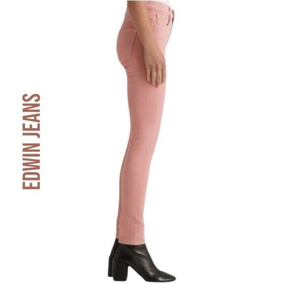 EDWIN ANTHROPOLOGIE Women’s Pixie 9” Jeans in the Size 25 in Petal Pink Color - Picture 3 of 9